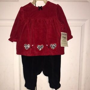 NWT Infant Girl’s Velour Zebra ❤️’s Onesie